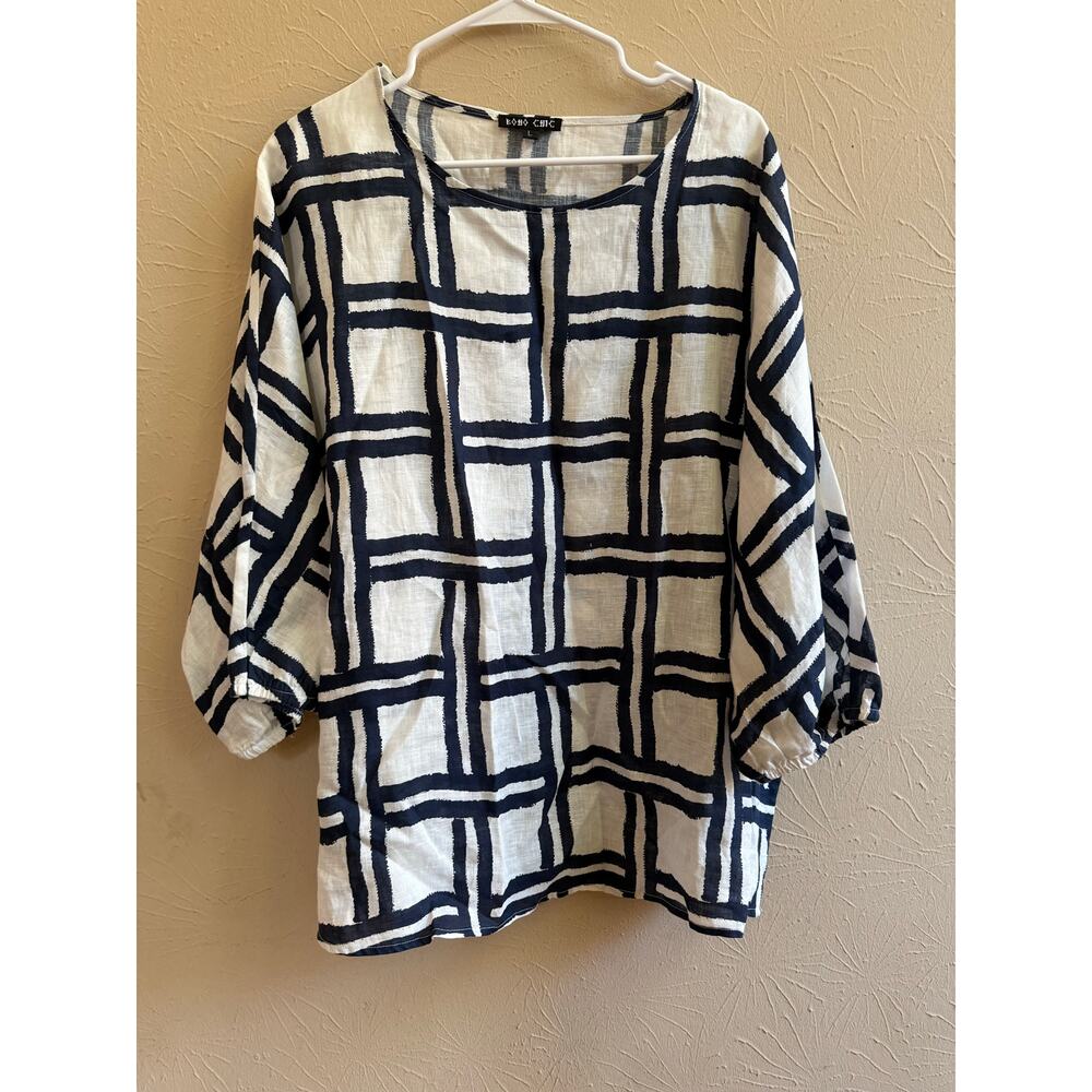 Boho Chic 100% Linen Top Size Large